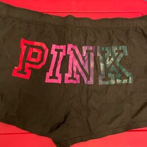 PINK Victoria's Secret Black Shorts with Multicolor Logo